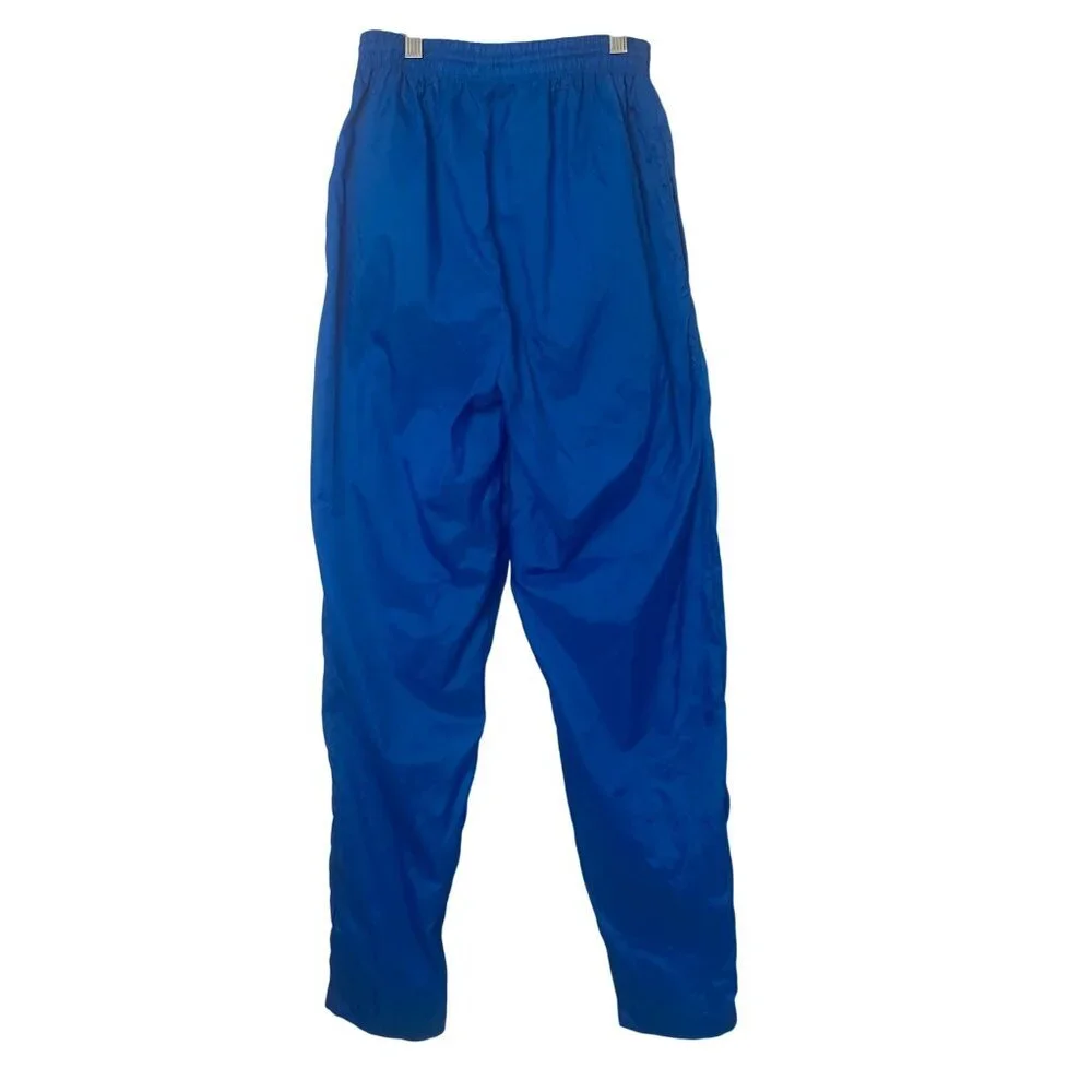 Vintage Adidas Track Pants Small Unlined Blue Nylon Embroidered Logo Streetwear